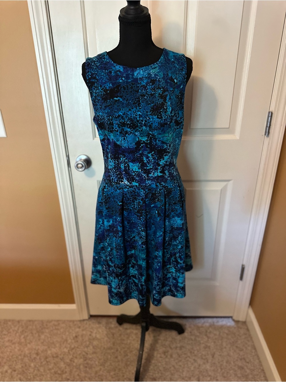 Massimo Teal & Navy Sleeveless Fit-and-Flare Dress